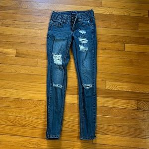 Dark wash ripped jeans